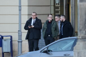 Mitglieder der Leipziger Burschenschaft Germania: n.n., Hannes Rother, Johannes Marx, Robin Barth