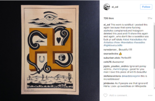 Bild mit Hakenkreuzmotiv bei Müllers Tattowierer Alexey Levsha